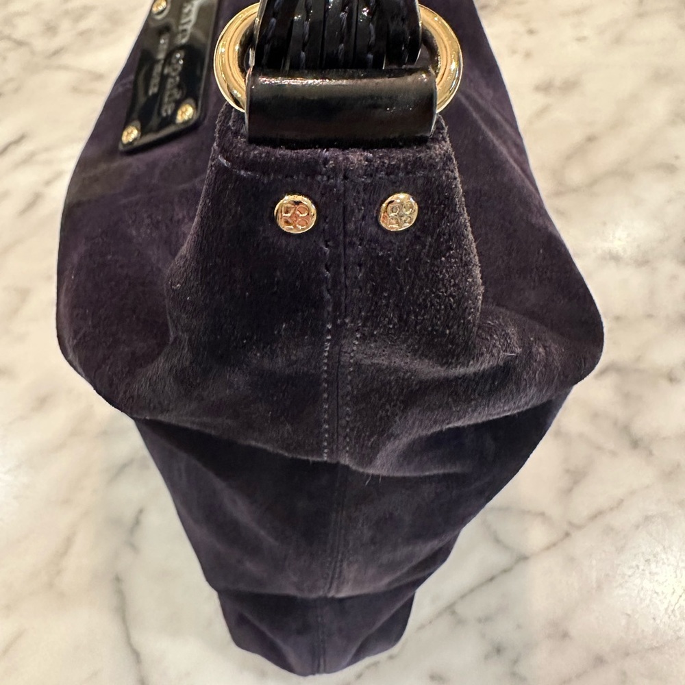 Kate Spade New York Suede Handbag - navy blue suede with patent leather - Picture 7 of 14